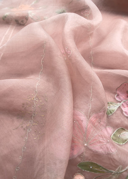 Organza unstitched suit with dupatta

