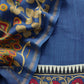 Blue Pure Maheshwari Unstitched Suits With Kalamkari Dupatta