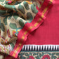 Red Pure Maheshwari Unstitched Suits With Kalamkari Dupatta