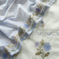 Off White With Blue Pink Embroidered Mul Chanderi Unstitched Suit