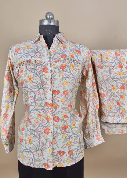 Digital Print Stitched Cord Set In Muslin