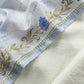 Off White With Blue Pink Embroidered Mul Chanderi Unstitched Suit