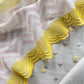Grey With Yellow Embroidered Unstitched Mulmul Suit With Scalloped Border.