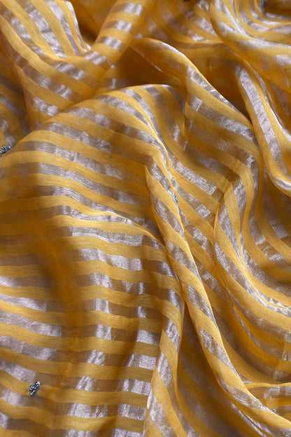 Yellow Pure Silk Suit With Tissue Silk Dupatta