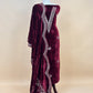 Maroon Pure Velvet Unstitched Suit In Dori Embroidery