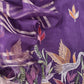 Purple Handloom Organza Silk Suit Fabric With Flamingos Kantha Handwork
