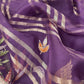 Purple Handloom Organza Silk Suit Fabric With Flamingos Kantha Handwork