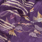 Purple Handloom Organza Silk Suit Fabric With Flamingos Kantha Handwork