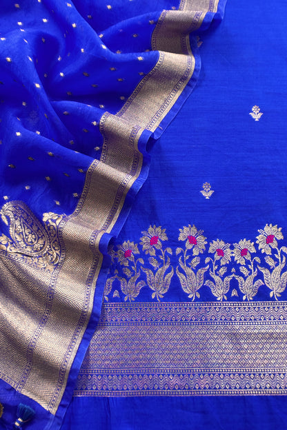 Pure banarasi silk unstitched suit with dupatta

