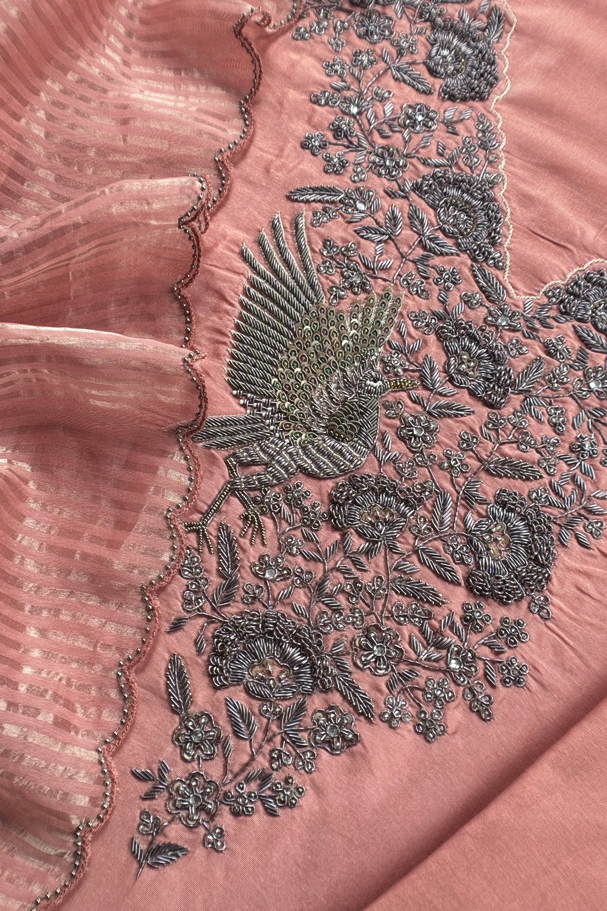Blush Pink Pure Silk Suit With Tissue Silk Dupatta