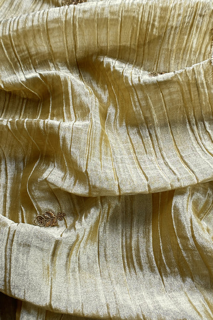 Light Yellow Crush Tissue Silk Suit With Dupatta And Gota Patti Handwork