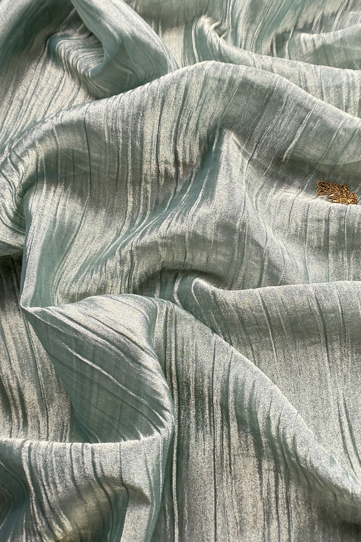 Pastel Blue Crush Tissue Silk Suit With Dupatta And Gota Patti Handwork