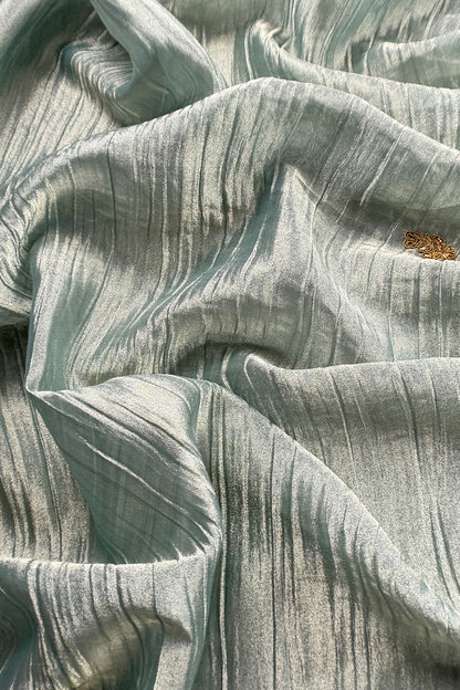 Pastel Blue Crush Tissue Silk Suit With Dupatta And Gota Patti Handwork
