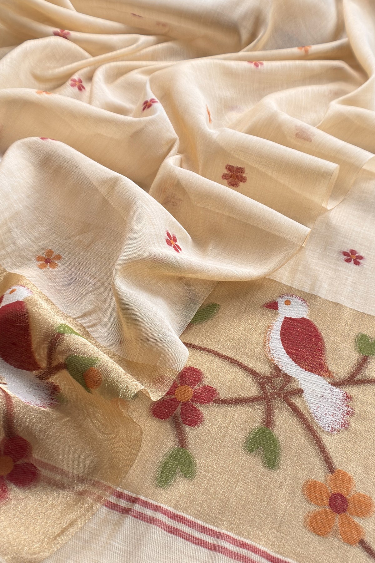Office wear linen chanderi suit set
