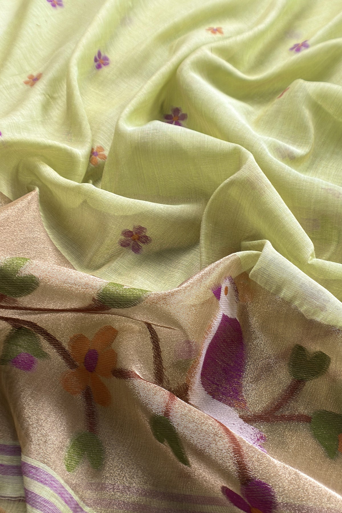 linen chanderi suit with jamdani weaving
