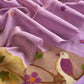 Lavender Chanderi Suit Fabric With Chidiya Tissue Panel And Jamdani Weaving.