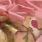Pink Linen Chanderi Suit Fabric with Chidiya Tissue Panel And Jamdani Weaving