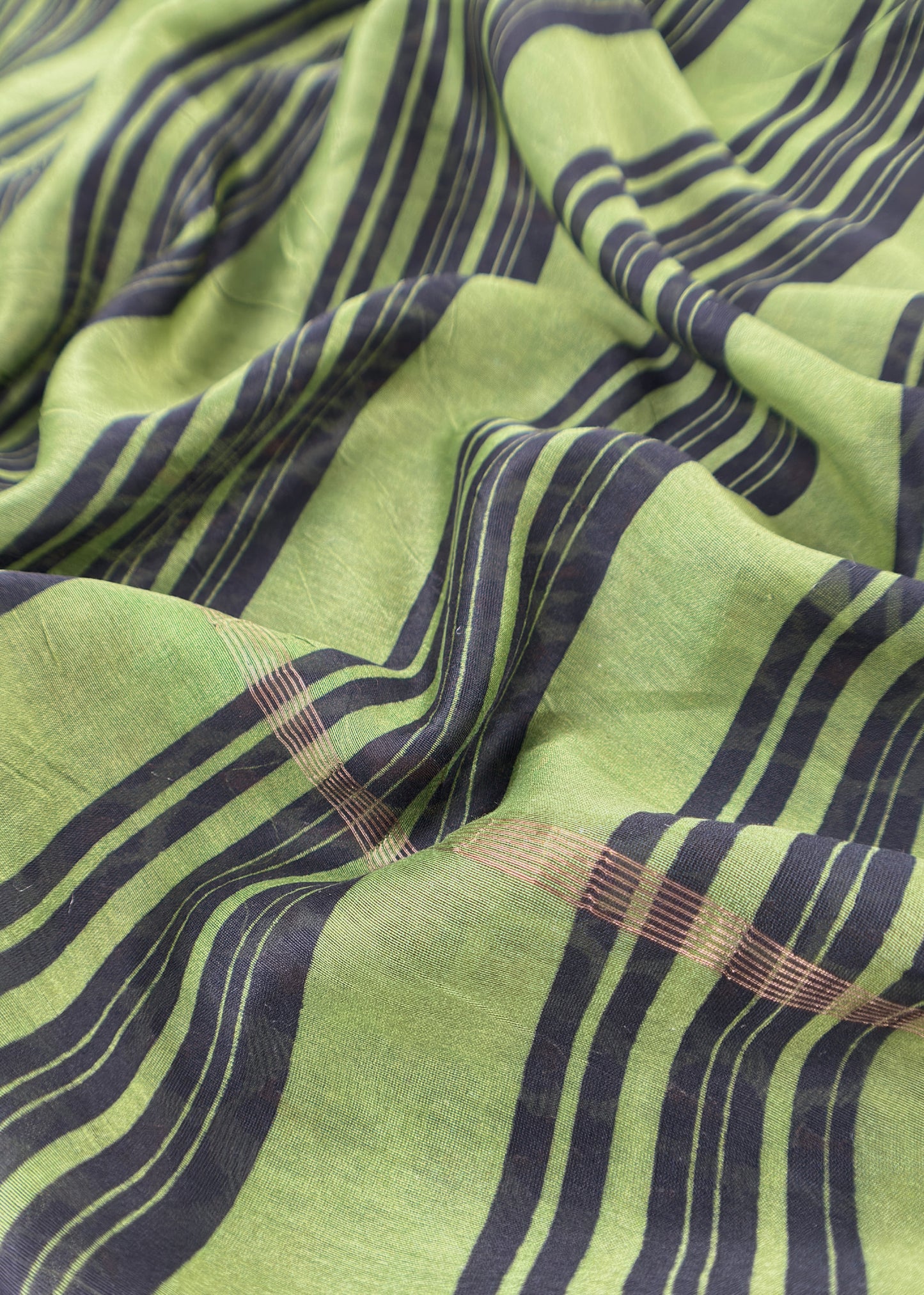 Green and Black Pure Maheshwari Silk Suit With Dupatta