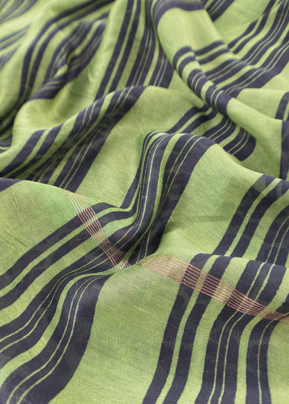 Green And Black Pure Maheshwari Silk Suit With Dupatta
