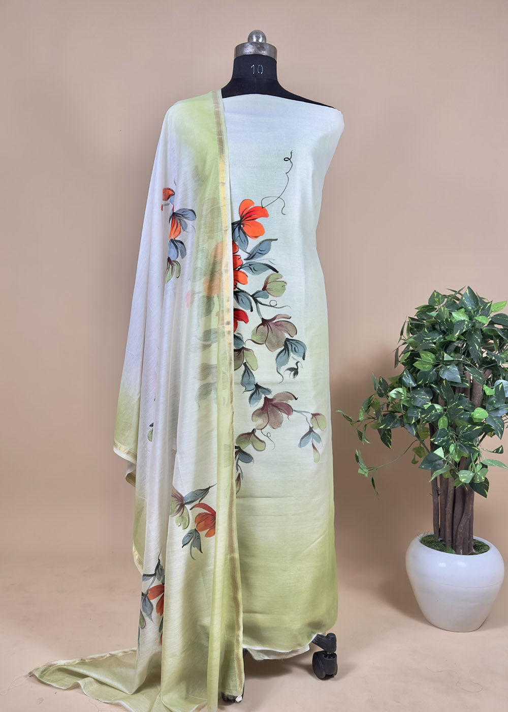 Handpainted Suit In Pure Maheshwari