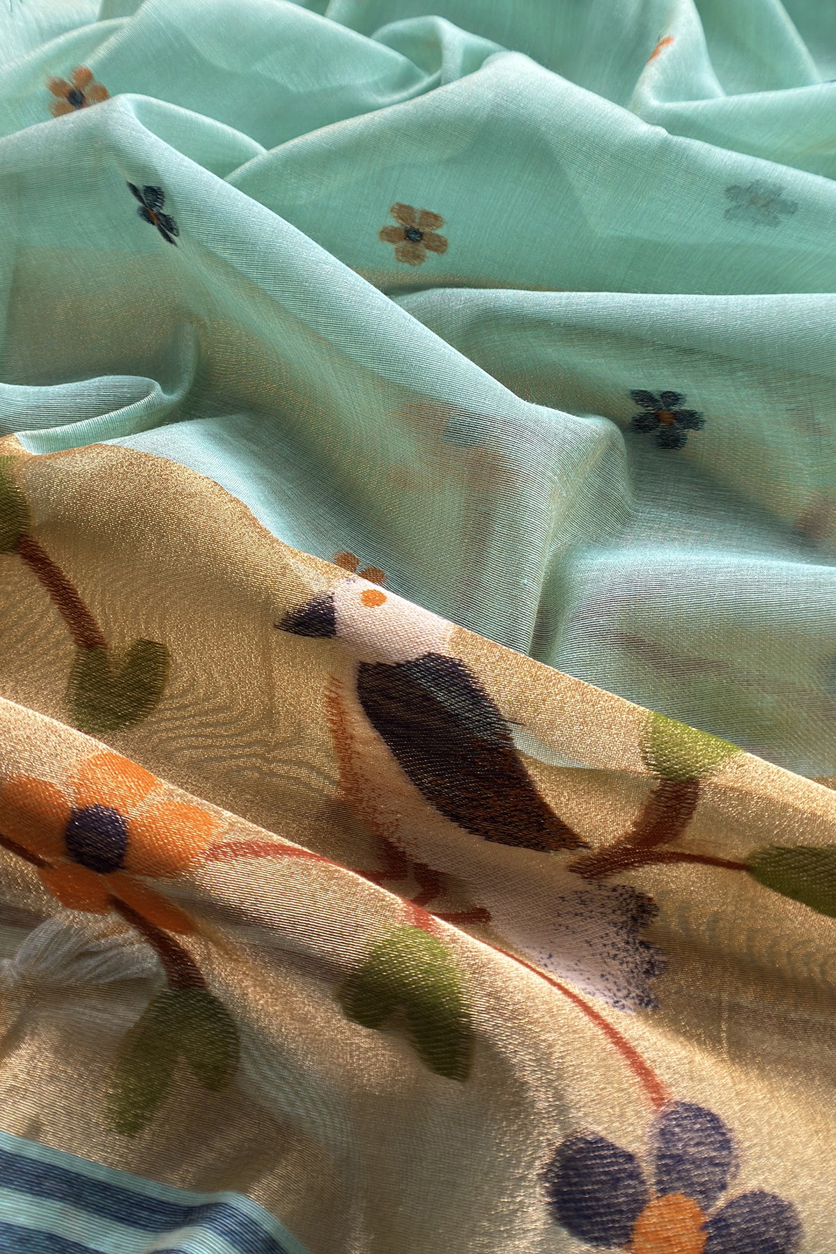 linen chanderi suit with jamdani weaving

