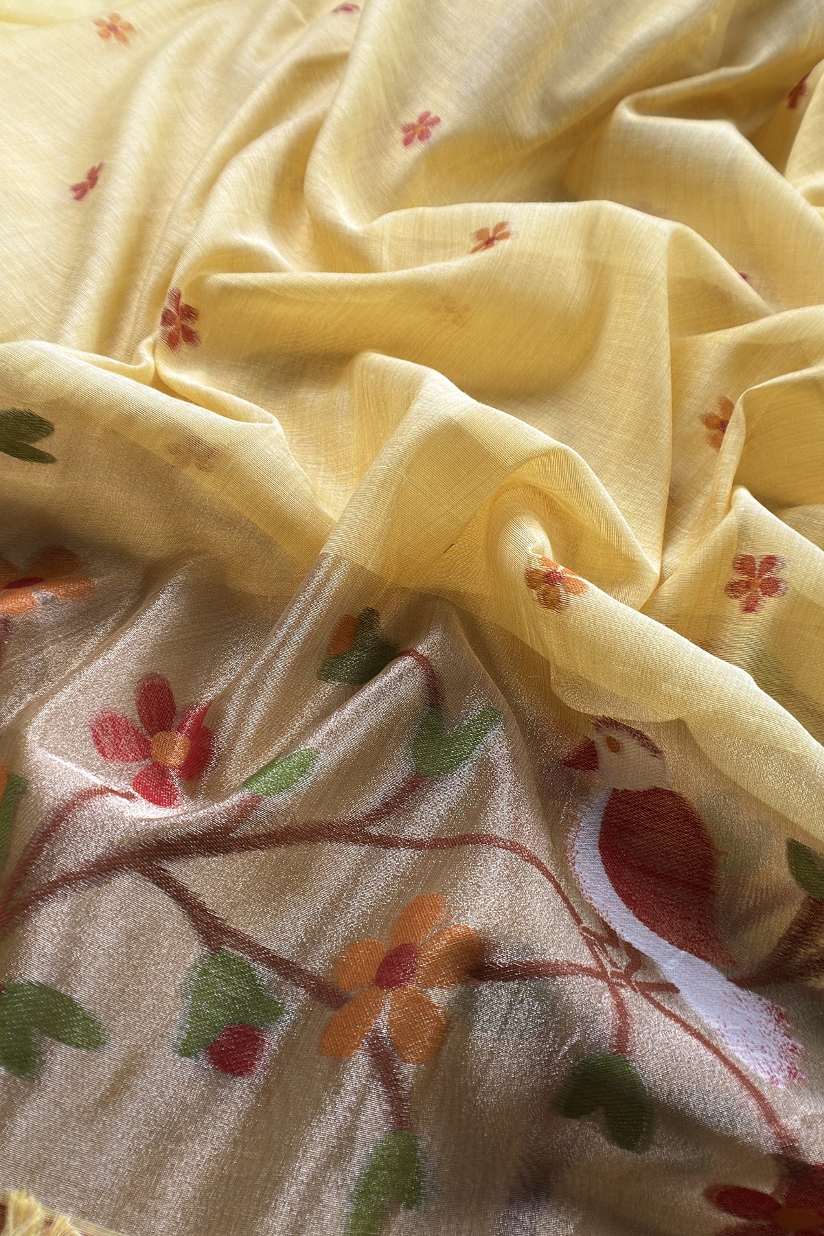 linen chanderi suit with jamdani weaving

