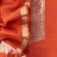 Orange Designer Handloom Silk Unstitched Suit With Dupatta