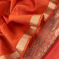Orange Designer Handloom Silk Unstitched Suit With Dupatta