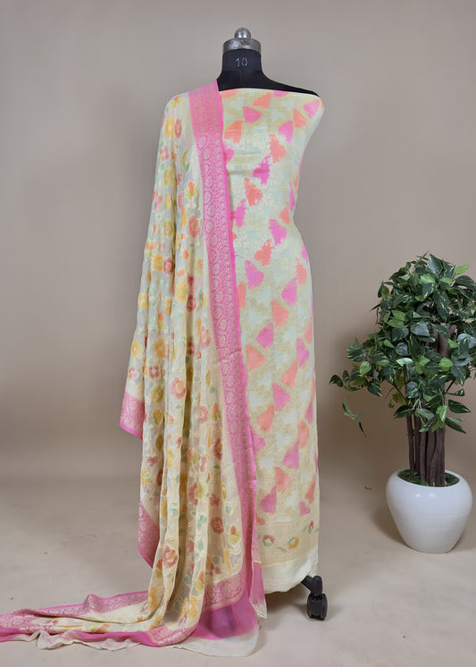 Pure Banarasi Georgette Suit With Khaddi Weaving