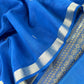 Royal Blue Designer Handloom Silk Unstitched Suit With Dupatta