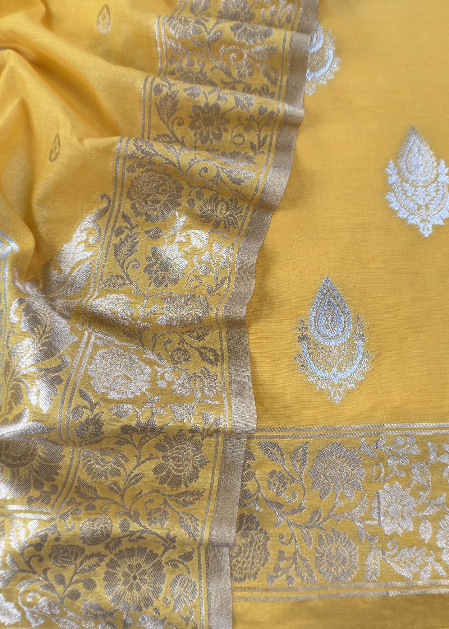 Mango Yellow Pure Varanasi Silk  With Sona Rupa Zari Weaving