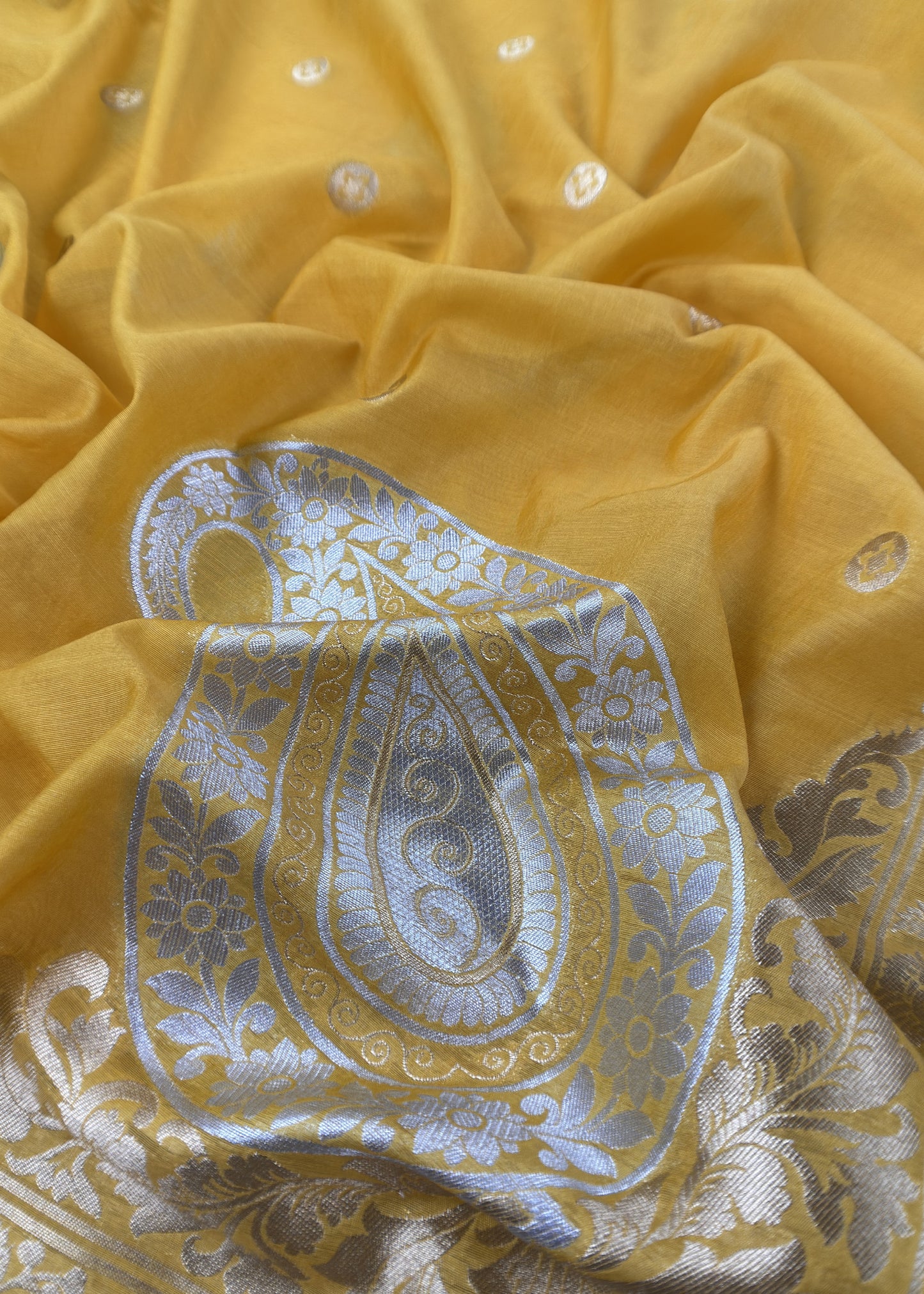 Mango Yellow Pure Varanasi Silk  With Sona Rupa Zari Weaving