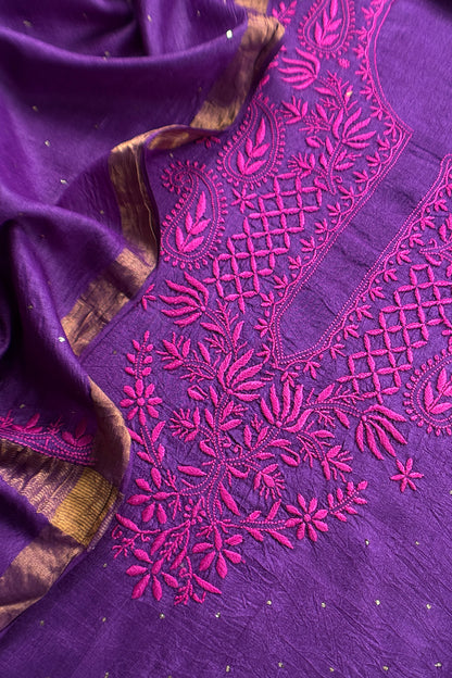 buy unstitched tussar suit set

