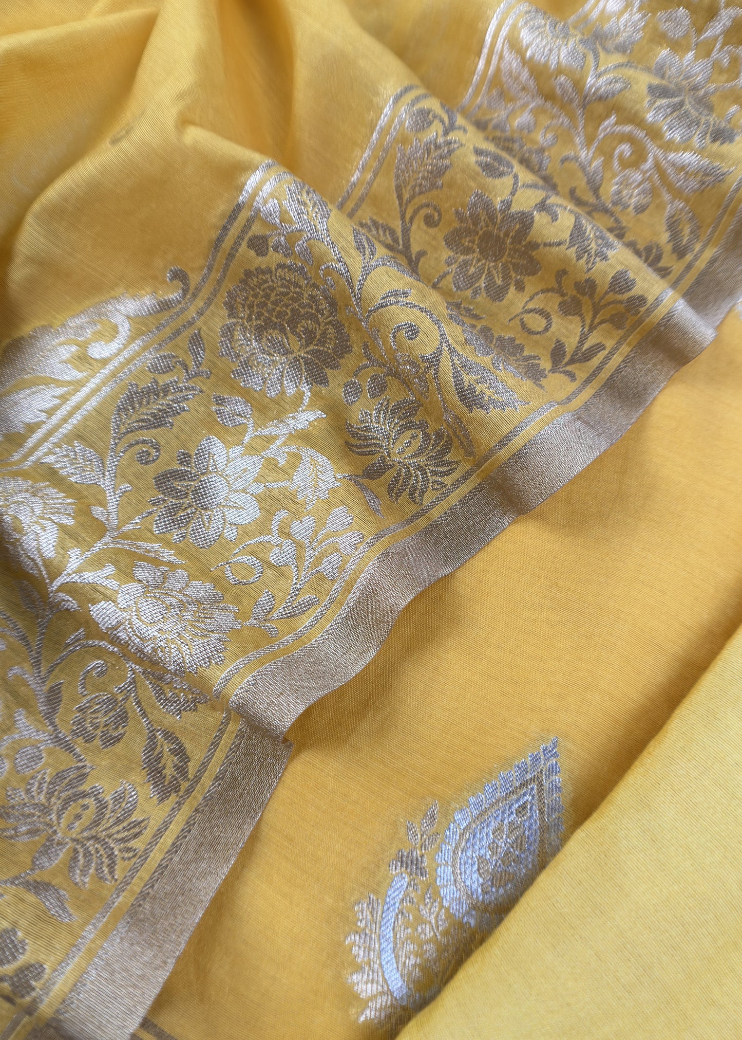 Mango Yellow Pure Varanasi Silk  With Sona Rupa Zari Weaving