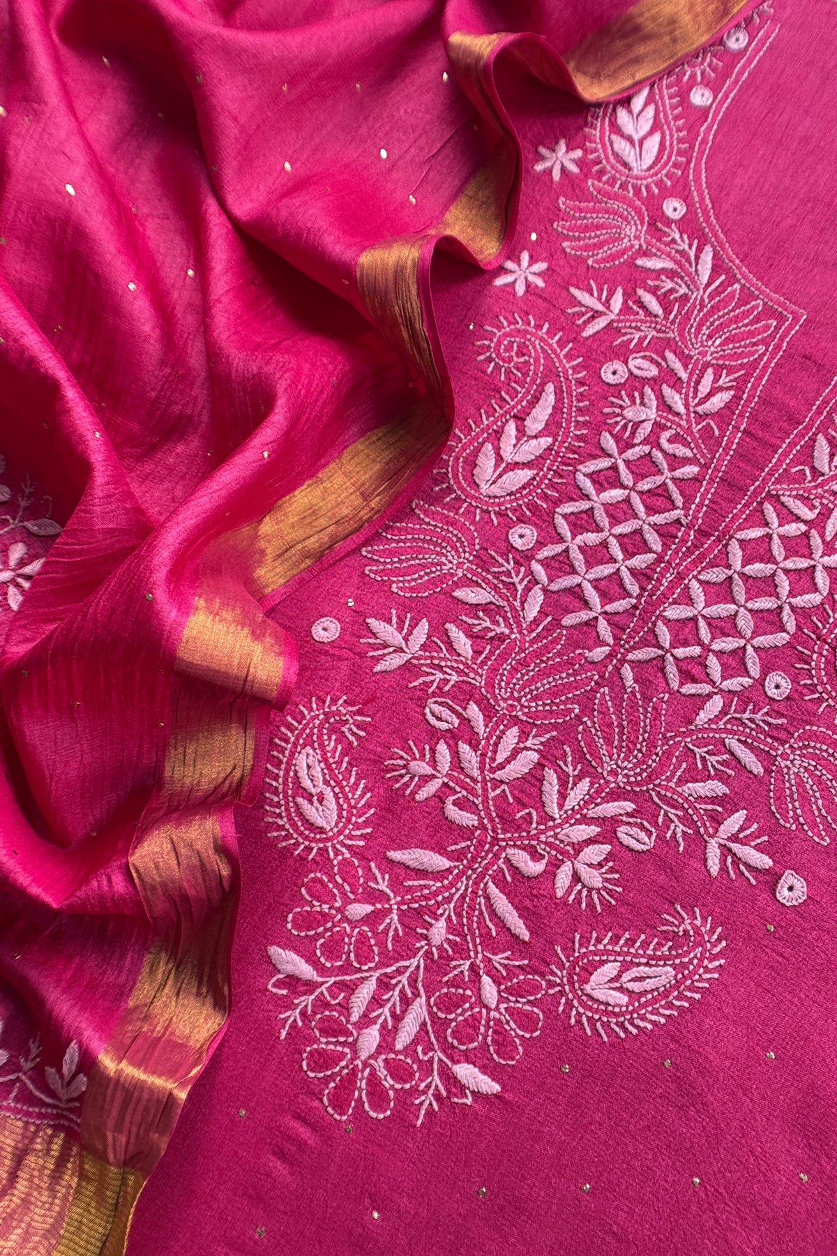 buy unstitched tussar suit set

