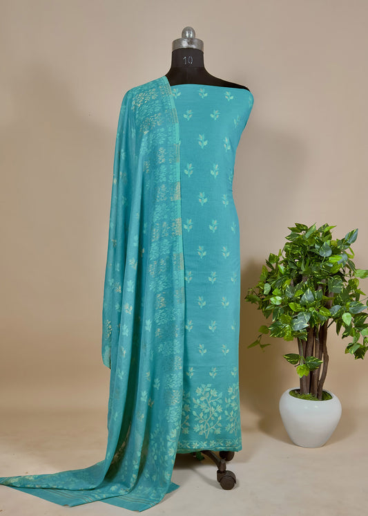 Pure Cotton Suit With Zari Weaving