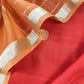 Orange Handloom Unstitched Silk Suit In Kadwa Weaving