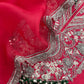 Red Luxe Handloom Raw Silk Kurta and Kora Silk Dupatta With Handwork