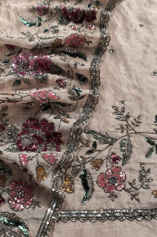 Festive wear tissue silk unstitched suit with dupatta

