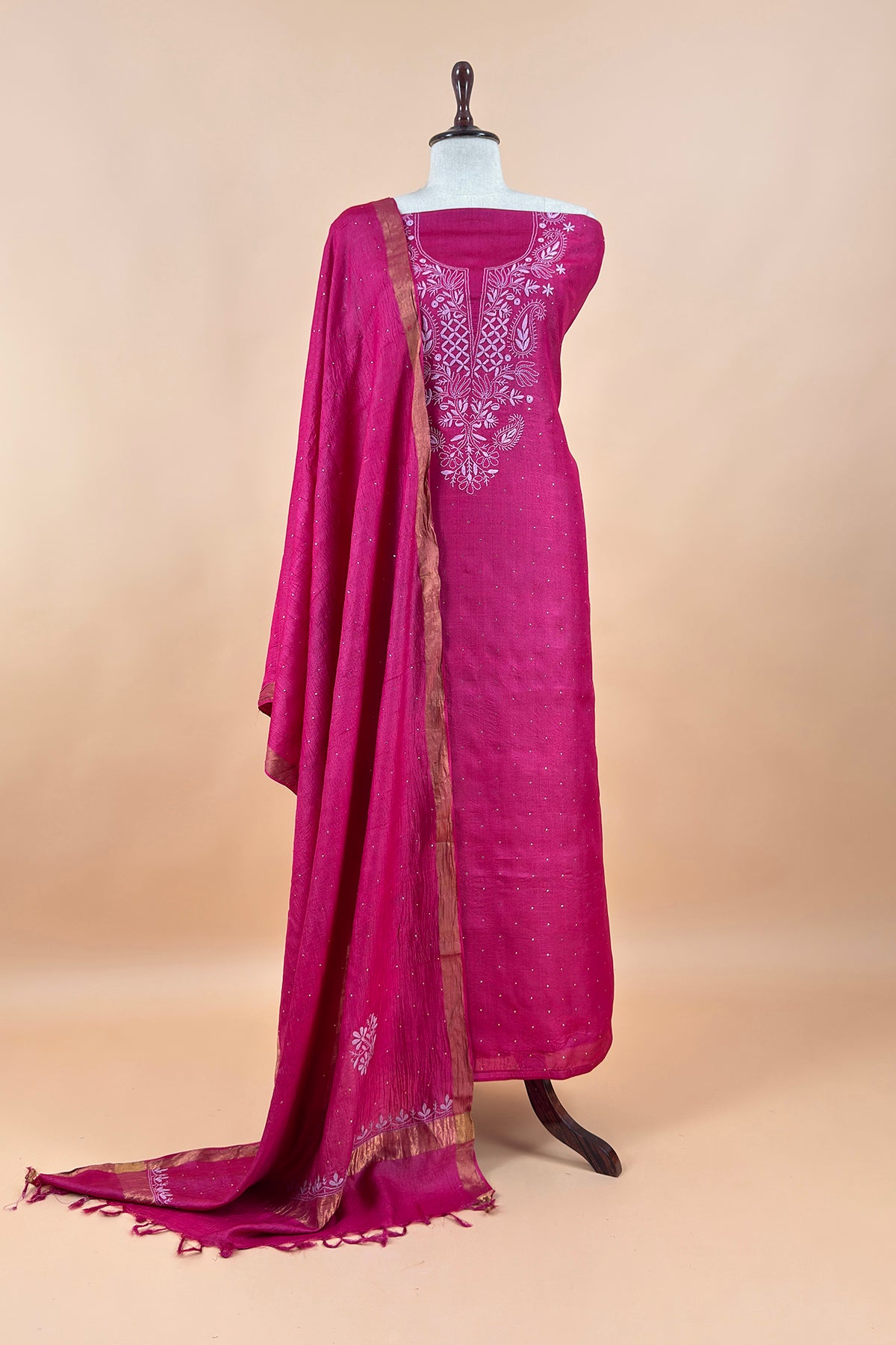 Art tussar unstitched suit with dupatta

