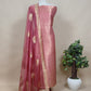 Pink Banarasi Silk Brocade Suit With Organza Dupatta