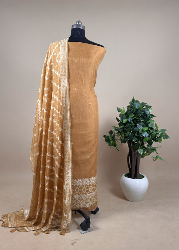 golden yellow jamdani weaving suit in delhi