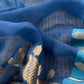 Golden With Blue Tissue Brocade With Kora Silk Dupatta