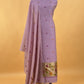 Lavender Chanderi Suit Fabric With Chidiya Tissue Panel And Jamdani Weaving.