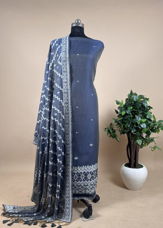 Blue jamdani weaving suit at best price