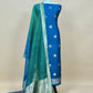 Green and Pink Handloom Raw Silk Suit With Kora Silk Dupatta