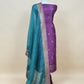 Purple And Blue Handloom Raw Silk Kurta And Kora Silk Dupatta With Gold Kadwa Weaving