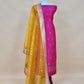 Green and Pink Handloom Raw Silk Suit With Kora Silk Dupatta