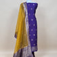 Purple and Yellow Handloom Raw Silk Suit With Kora Silk Dupatta