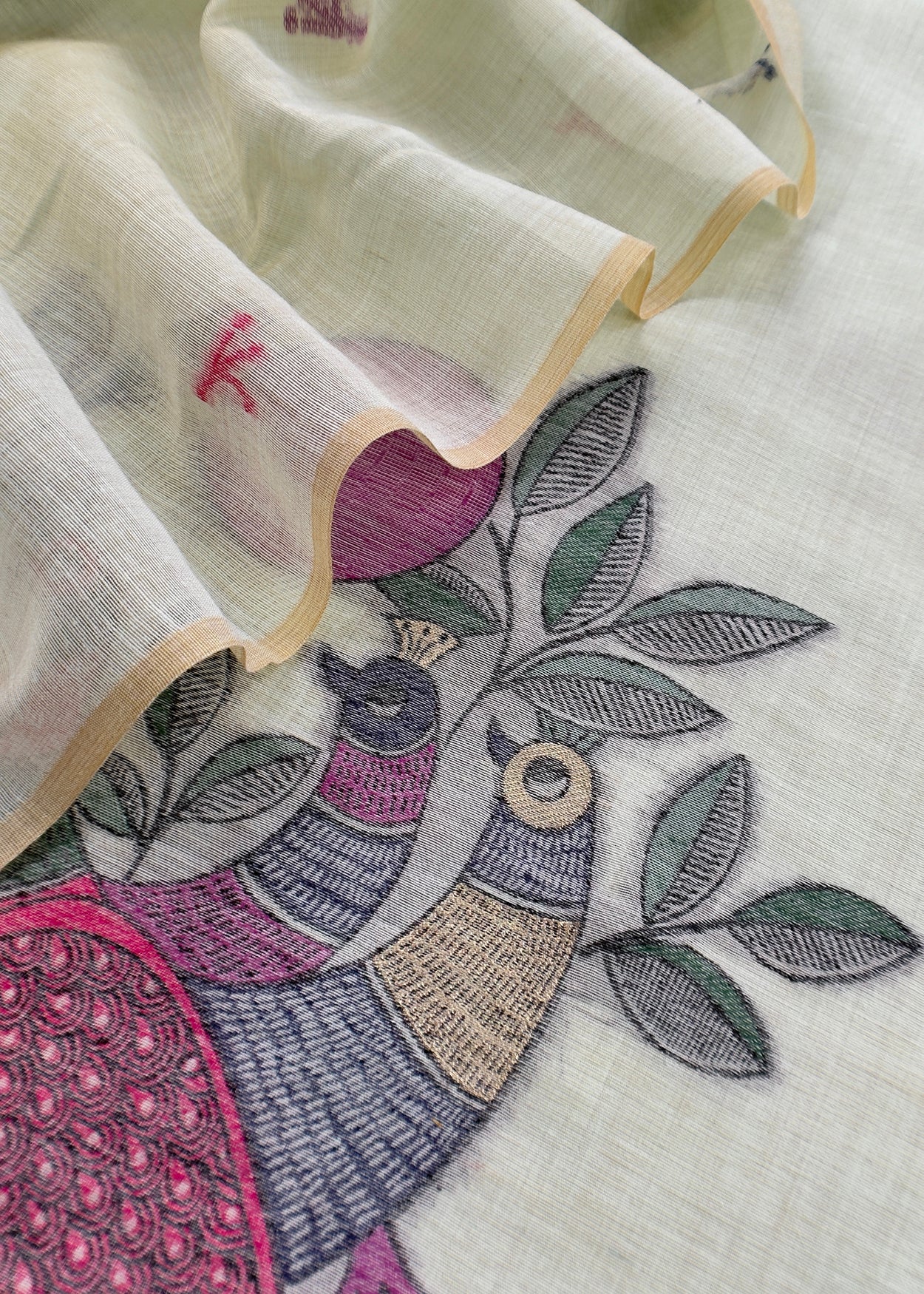 Light Green Linen Chanderi Suit With Jamdani Weaving